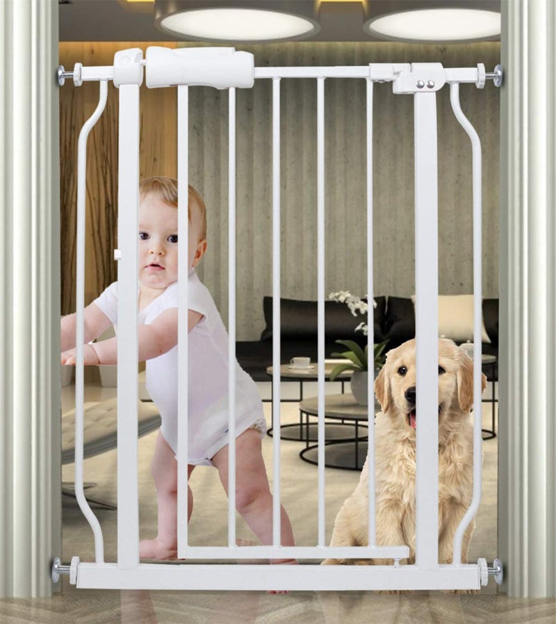 HOOOEN Small Narrow Baby Gate for Stairs Doorways Hallways 24 Inch to 29 Inch Wide Pressure Mounted Baby Gate Walk Through Child Gates for Kids or Pets Indoor Safety Gates - Image 1